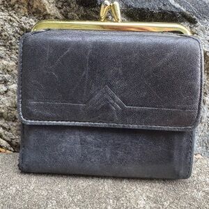 Princess Gardner Black Leather kisslock wallet